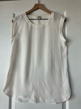 J. Crew Cream Sleeveless Silk-Blend Shell Top